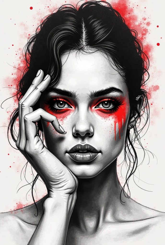 Profile picture in white black and red drawn by hand from an ok sign