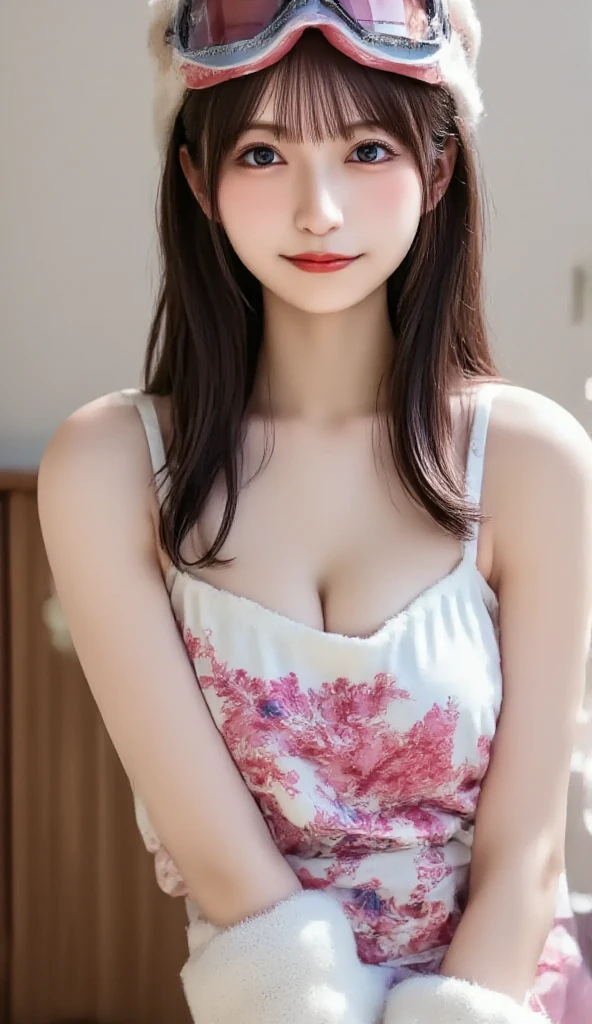 Best quality， 超高分辨率， （realistically：1.4）， one-girl， A pair of clear and moving peach blossom eyes,Imperial sister，exquisite facial features，（Full body lesbian：1.6）a sense of atmosphere，A beautyful girl， ssmile，looking at viewert， Plump body，Close-up cleavage ，(realisticlying:1.4),sexy for ,(Large breasts:1.9),(The upper part of the body:1.4),(Get wet),(:1.2)