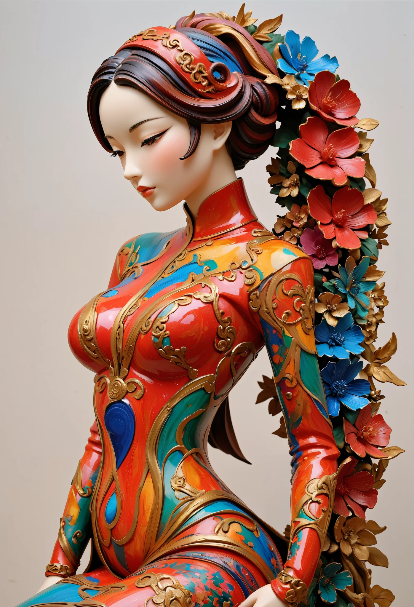  Sculpture abstraite ,jeune femme(style thaï)demi-corps,art abstrait,Surréaliste