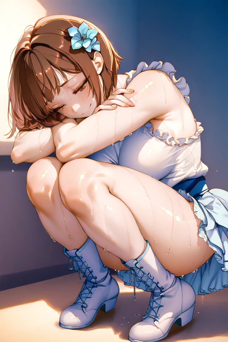 (8K, ultra-detailed, best quality, anatomically perfect body), (full body), (small breast:1.3), shiny skin, (Various girls), girls from 15 to 25 years old, bladder full tank, (have to pee:1.1), (urge to pee:1.4), (only one person peeing self:1.1), I pee on the bottle pressed against my crotch, Pee flowing in the thighs, (very desperate to pee:1.2), (takes to bathroom), (waiting for bathroom with line of girls in queue), (crouching), (Each one has a different maxi Gothic dress:1.4), petticoat, (Each one has a different footwear:1.1), (Each one has a different hair), (knees together and feet apart:1.3), (Rub each other's thighs:1.3), (leaning backward:1.3), one hand between legs, (skirt lift front:1.2), (holding the crotch:1.4), (stroking own abdomen:0.9), (stroking one's own thighs:1.1), (orgasm:1.25), (blush:1.4), (embarrassment1.6), (impatience:1.3), (flustered:1.3), (fidgeting around), (flowing sweat), (erotic body twist:1.6), (panting:1.4), (breathless:1.3), closed eye, (parted lips:0.7), (refreshing:1.3), (Dazed:1.1), (Sexual excitement), (looking away), (crisis:1.4), (from back:0.7), (from below:0.9), (dramatic angle:1.3),
