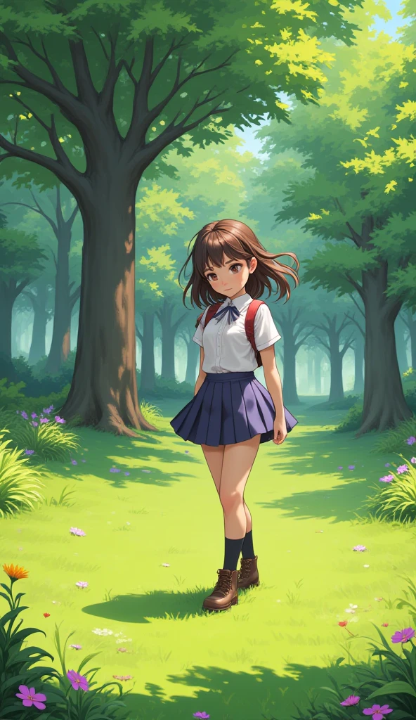masterpiece, Highest quality, Official Art, 8k wallpaper, Very detailed, shape, A small, cute one, Brown Hair, Wide Hips, Big Ass, Round ass, Wearing high heels, Tight pencil skirt, Sailor Top, Backpack, Are standing, From the side, From the back, surprised.