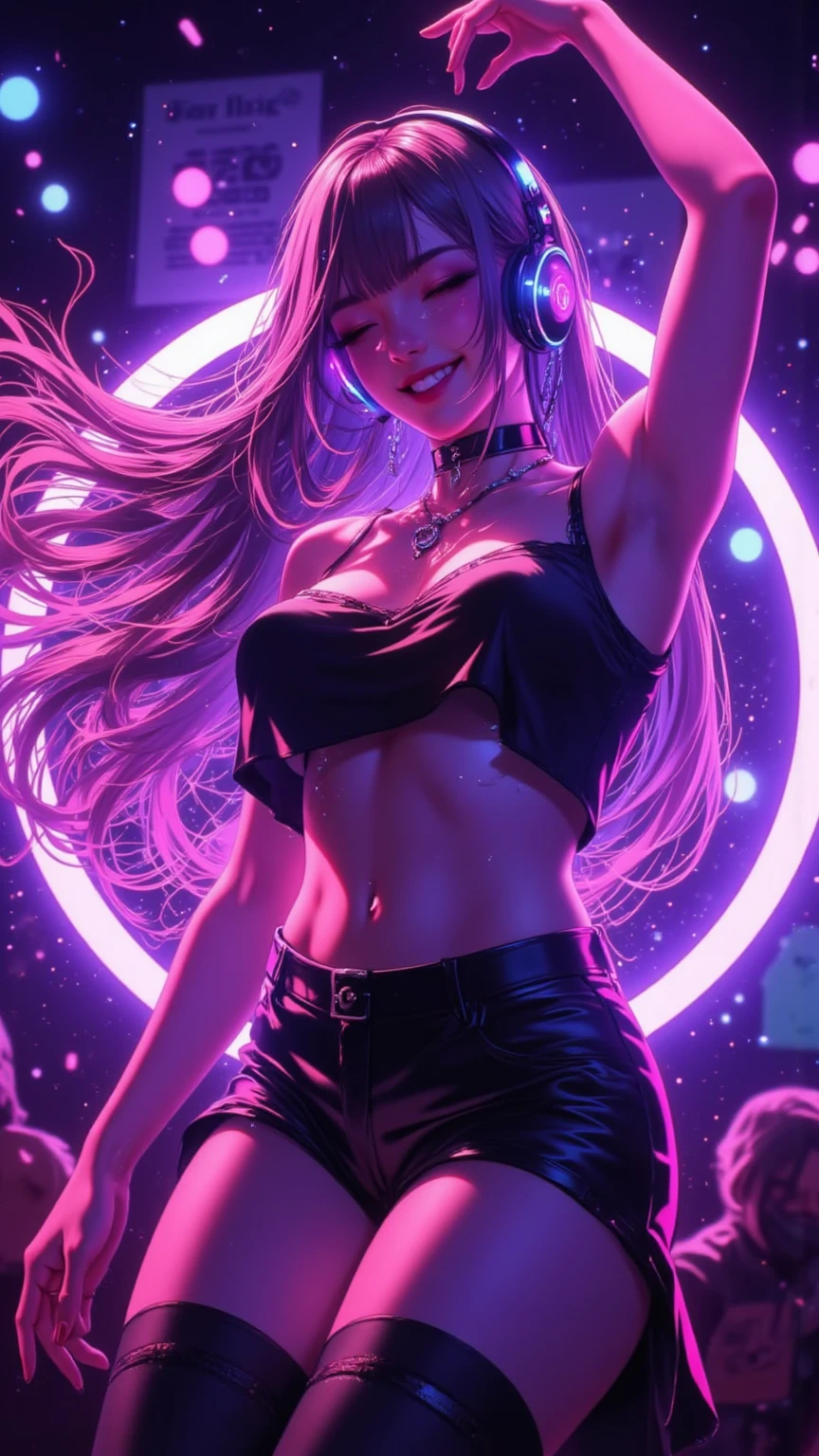 tarot card, Model: long wavy hair, full scarlet dark lips, Smoky eyes, BREAK,, Broken glass, crystals, neon lights, BREAK, Polychromatic geometric patterns,Heart, Arms and legs, BREAK, Accessories: Chrome-plated chains with torn body, Silver Choker, black feathered white black wings, Naked, Topless, naked body,BREAK,on chair, looking forward. tmasterpiece, Masterpiece quality