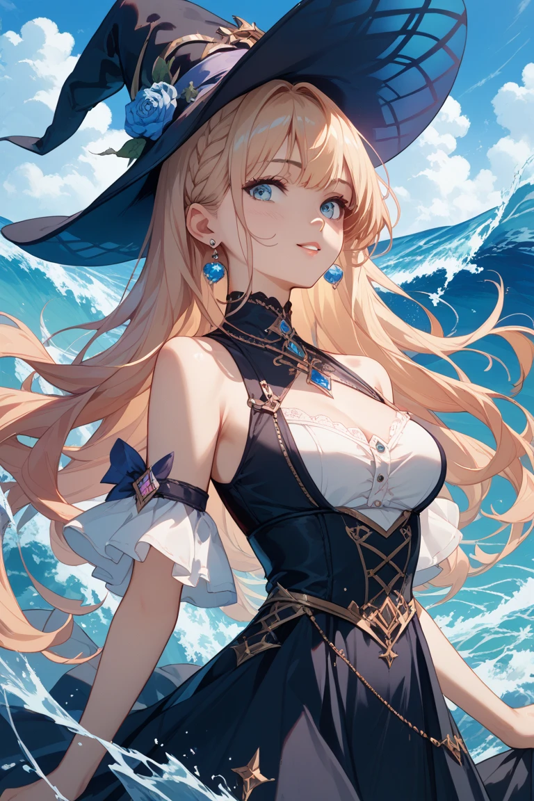 [navia (genshin impact)]:1.5,((masterpiece,highest quality,Highly detailed images,Beautiful images))1.4(navy images、Sexy pose:1.6、night scene、A magical night city、The wind is blowing、Overall dim lighting、Backlight、A fantastic atmosphere、Thick Fog、Dust flutters)1.3,(Close-up of Navia looking to the side)1.1、(Cute smile、Great cleavage、Exposing cleavage):1.2
