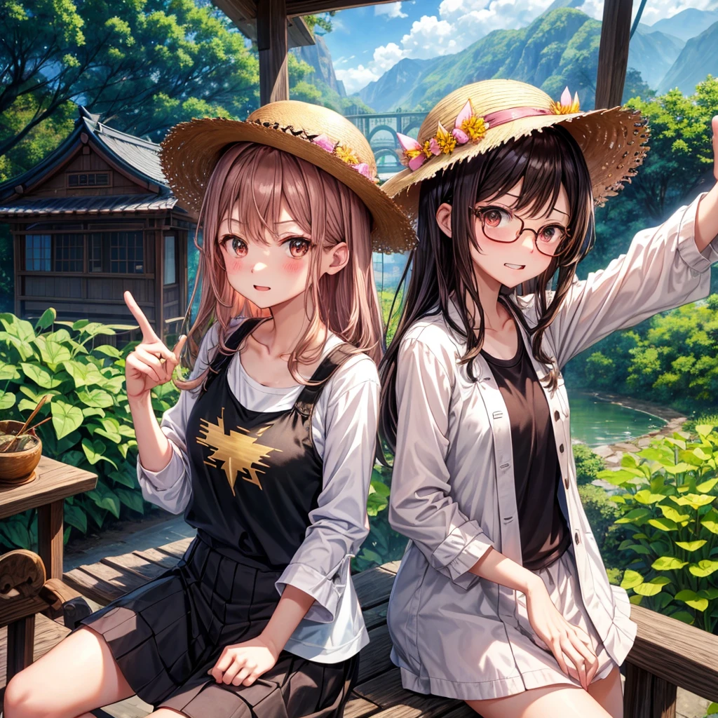 Highest quality、High resolution、Detailed Background、(Beautiful face in every detail:1.4)、Anatomically correct、(Normal number of fingers:1.2)、Detailed eyes、Teenage beauty、Highly detailed face、Perfect body line、Light color hair、Bobcut、Braided Ponytail、Braided twin tails、well-groomed eyebrows、Natural beauty、Excited、(Under the night sky:1.2)、A fun atmosphere、Cowboy Shot、(Two girls searching for and observing fireflies:1.5)、

The girl&#39;s eyes sparkle、The small hand points to the surface of the river、My friend and I are following the glow of fireflies through the bushes.、
While calling out to each other, they searched carefully through the grass.、The light of fireflies appearing one by one from among the bushes、
Using the light of a flashlight, I approached quietly and observed、The girls are fascinated by the fireflies that shine so hard with their small bodies.、
Friends watching fireflies through a magnifying glass and drawing pictures in a sketchbook、Open the illustrated book and discuss the types of fireflies and their ecology.、

Incorporate bright colored tops and reflective materials instead of just black or navy blue、T-shirts, shorts, etc.、Black leggings、sandals、Insect repellent spray、flashlight、drink、towel、Insect netting、Keep the flashlight light low、magnifying glass、Illustrated Book、Wonderful summer memories、cute