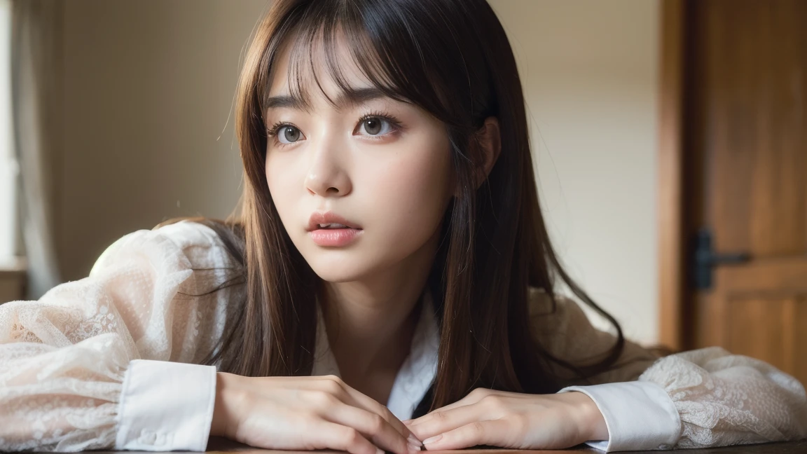 (Best-quality, Masterpiece, Ultra-High-Resolution, (Photorealistic:1.7), Raw Photo, depth of field, professional lighting, perfect anatomy, extremely details), 1girl, 15-years-old, the most famous Japanese idol, ((in office-room, drinking coffee, smoking)), (wearing casual-clothes with cute-design), (extremely cute face like the most popular Japanese idol, ((extremely cute and extremely big round-eyes)), extremely beautiful and extremely realistic hair), (((extremely beautiful and extremely realistic skins))), extremely beautiful and extremely realistic long-eyelashes, extremely beautiful and extremely realistic lips, detailed office-room