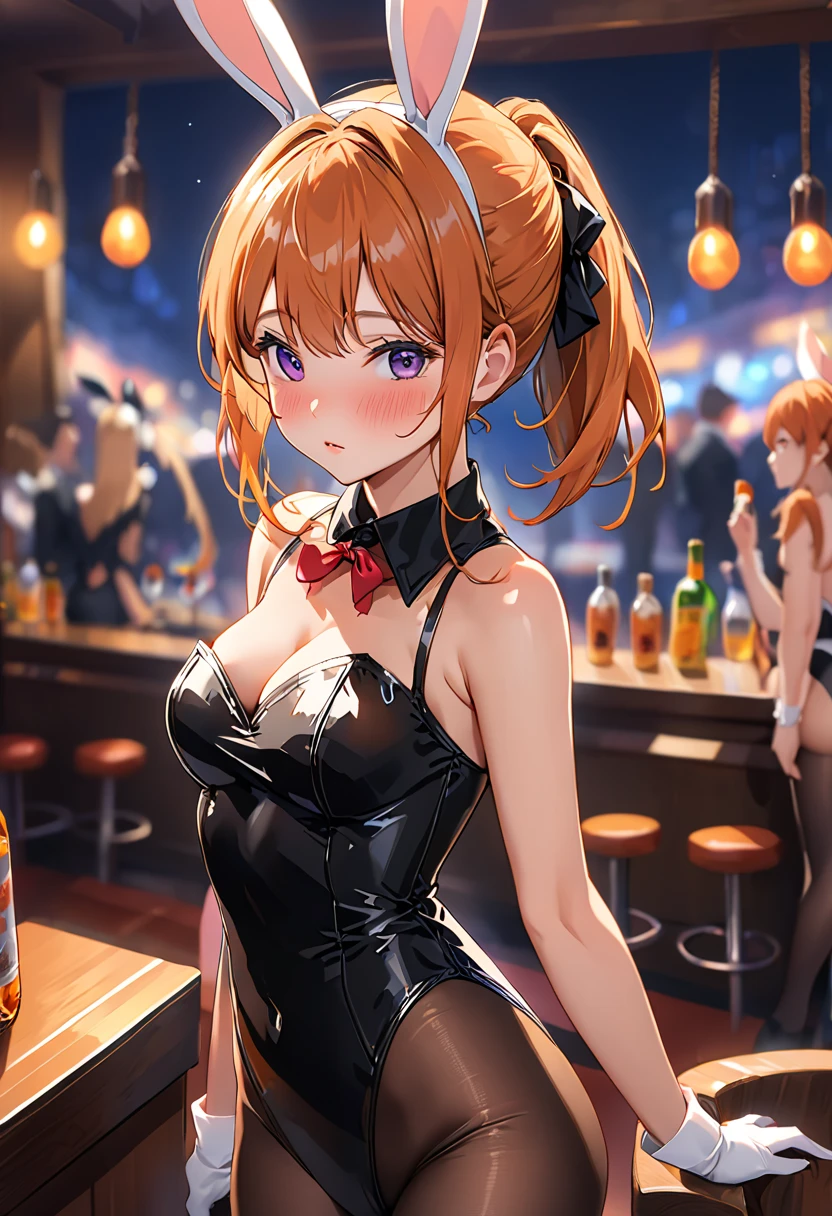 highest quality、Nice sexy body、One Woman、solo、(Beautiful busty woman:1.5)、Medium hair woman、((Woman with dark red hair))、(A woman wearing a black Chinese leotard)、A woman wearing brown pantyhose、Smiling woman、Chinatown