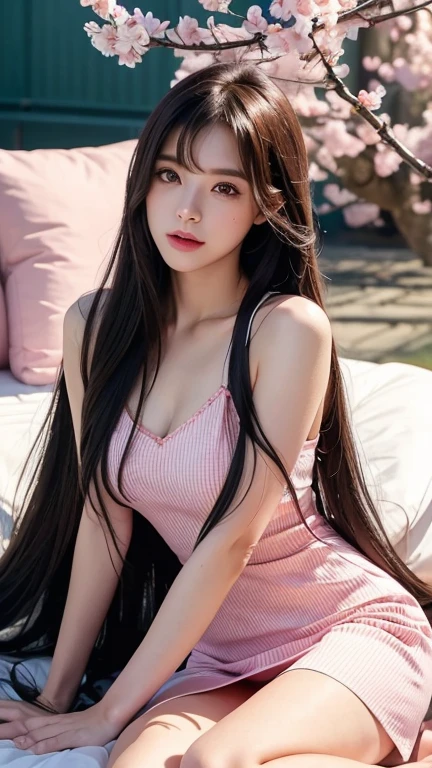 A 19 year old Korean girl,  with long, straight hair, expressing pride.  She wears a dress [French style from the Rococo century] fluid and colorful that reaches the ankles. Brown eyes and light makeup with emphasis on the lips. fat vagina. Mãos com maximum quality. She&#39;s on a nice night on the streets of Seoul, with illuminated food stalls and people passing by.  Focus on the smiling face and interaction with the environment.  Full body image with various suggestive poses. maximum quality.