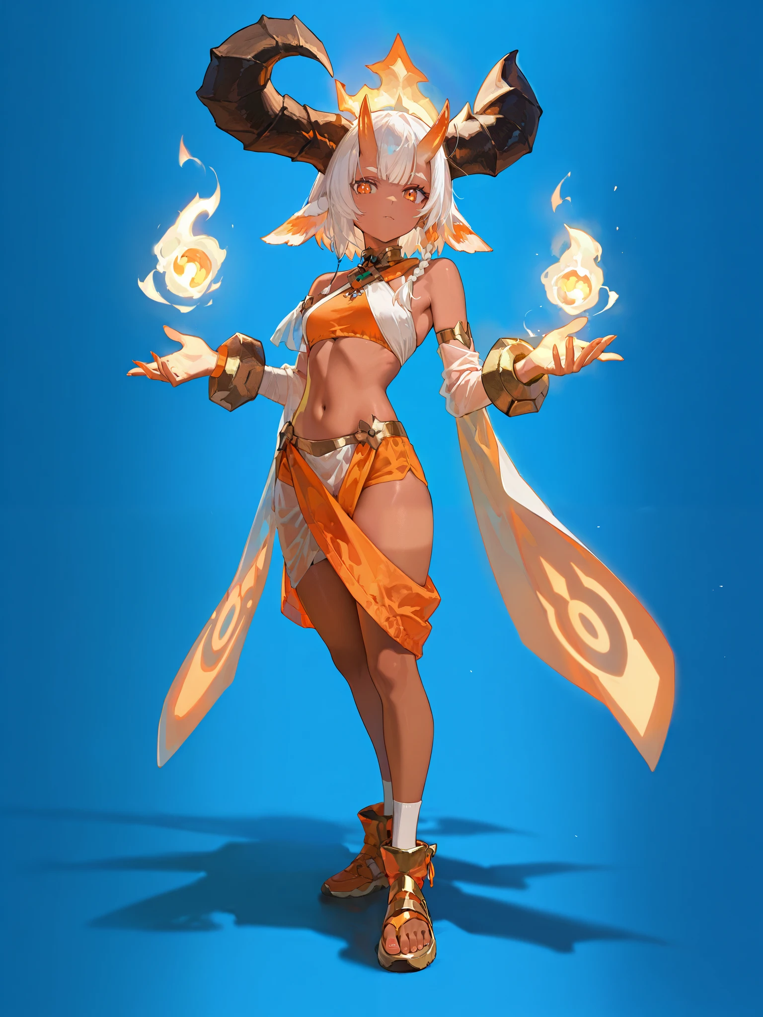 Full body 3D character on white background,barbarian elf, class breaker,rune mastery skills ,lightning element,leaf tribal clothing leaves shirtless style and body full of white rune tattoos, dark yello eyes,female with a sexy,pulmp, muscular full body, fighting pose,pixar style 3D full body. Digital art. High resolution. includes elements of fantasy. digital art. high resolution. smooth and curved lines. bright and saturated colors.