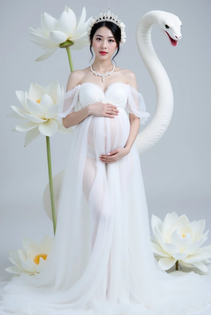 ancient chinese costume、Dark studio、Shortcuts、Jasmine flowers in full bloom、Pregnant woman dancing、wearing silk cloth、Flowing Dress、The goddess、bikini、highest quality、pose for a photo、have large breastsアラフィフのアジア人女性, Photorealistic perfect body, Ultra-realistic painting, Features of a smooth body, have large breasts, Pregnant belly, Japanese model, Translucent body, have large breasts, Surreal painting, Japanese, Smooth, transparent white skin, Highly realistic photos, A seductive body with a sexy belly, Surrealistic full-body portrait, Ultra-realistic and realistic