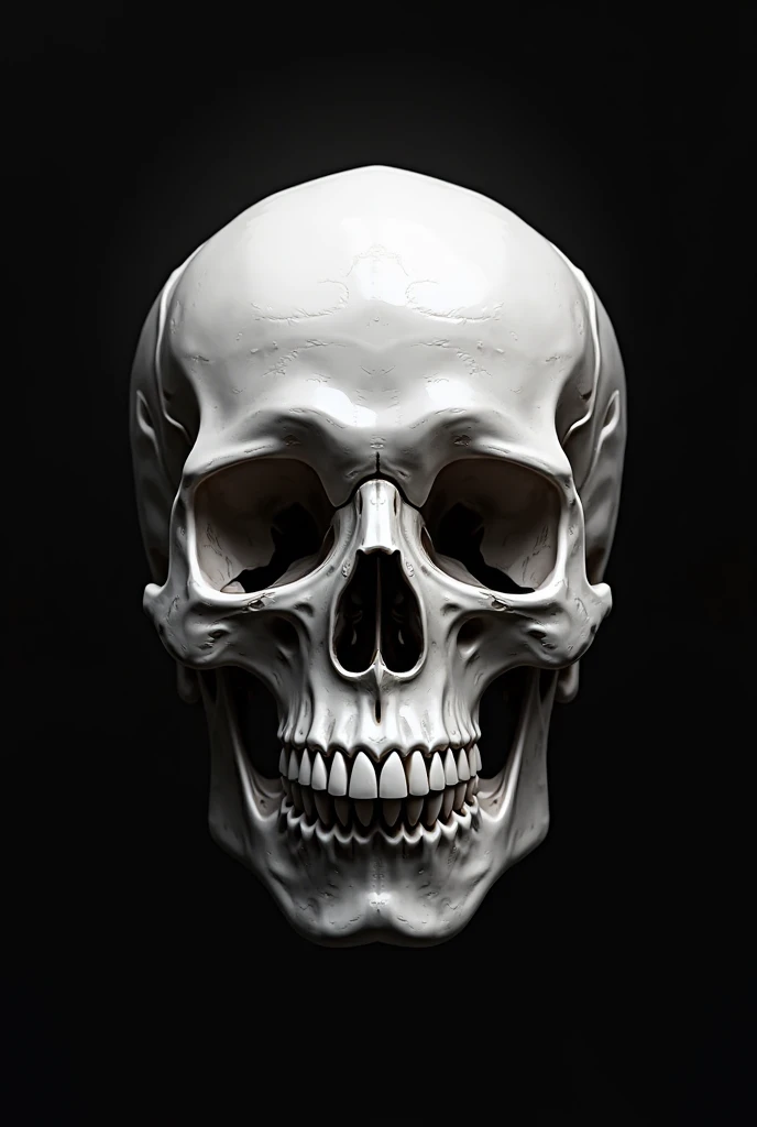 1 skull, high complexity of details, 4K definition, 8k. darkness, shine highlighted on the skull. fullmoon, angry expression, hate slightly left, semi-open jaw