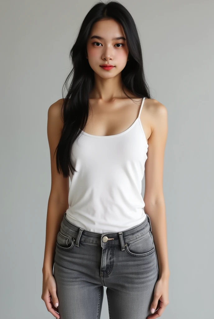 arafed woman in a black top and blue shorts posing for a picture, beautiful Korean women, Gorgeous young Korean woman, Beautiful young Korean woman, Korean girl, ulzzangs, Beautiful Asian girl, 19-year-old girl, Shin Jinying, Korean woman, Chinese girl, A young Asian woman, jaeyeon nam, Young Asian girl, Good young girl