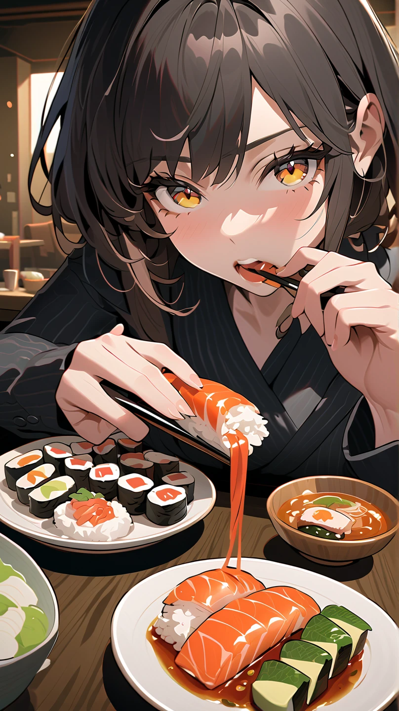 Delicat eyes、Well-formed face、a smile、in 8K
