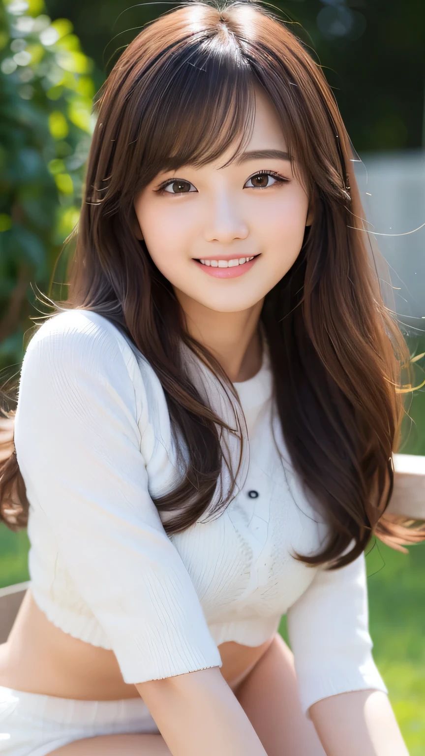 ulzzang-6500-v1.1,(8k、Raw photo、highest quality、masterpiece:1.2)、High resolution、wallpaper、(realistic、Photoreal:1.37)、bright lighting、professional lighting、face light、professional smooth lighting、japanese woman、20-year-old、Beautiful woman、action、gravure、sexy、super beautiful、Fine and beautiful skin、skin texture、beautiful and detailed eyes、detailed face、slim waist、Beautiful long hair、brunette colored hair、black eyes、look at the camera、Upper body floating hair、human body as a whole、Japanese high school uniform、high school girl、School zone、Cherry tree、red ribbon、bob hair、Smile