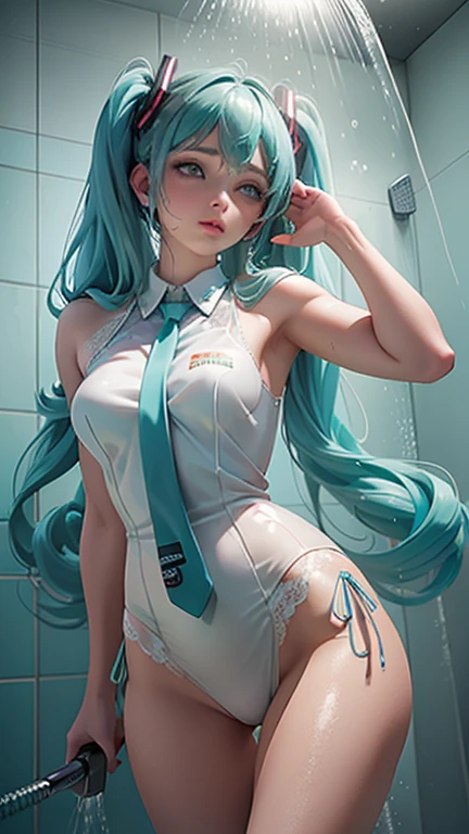 (quality)), ((masterpiece)), Recommended results、Puffy nipples、(see through:1.5)、straighten your back、abdominal muscles、huge bust、angle to floor:1.2、low camera angle、Hair loss on crotch,Hatsune Miku,top quality、顶级图像quality、masterpiece、Bust 90、light blue shiny hair、long hair,Internet skirt、teal eyes、open your mind、A slender one,high quality、beautiful art)、Well-designed、visual art、white ceramic skin