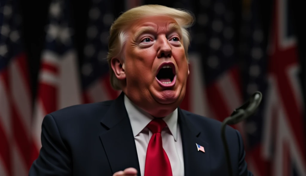 Donald Trump on stage, crying, crying style, old, <lora:crying style v2:0.6>