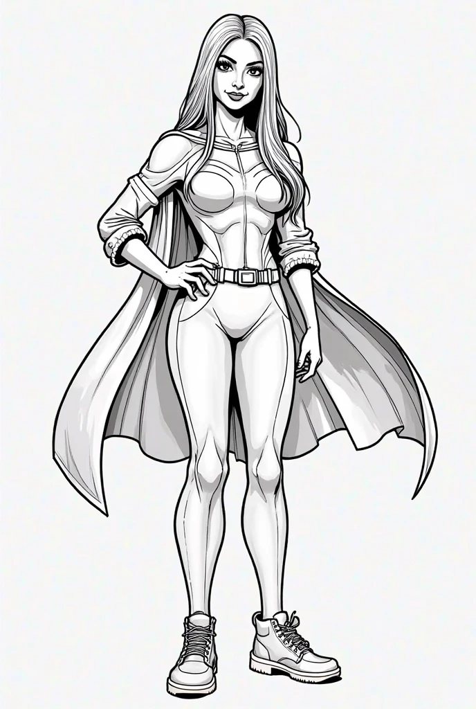 Pencil illustration of a heroine with super powers 