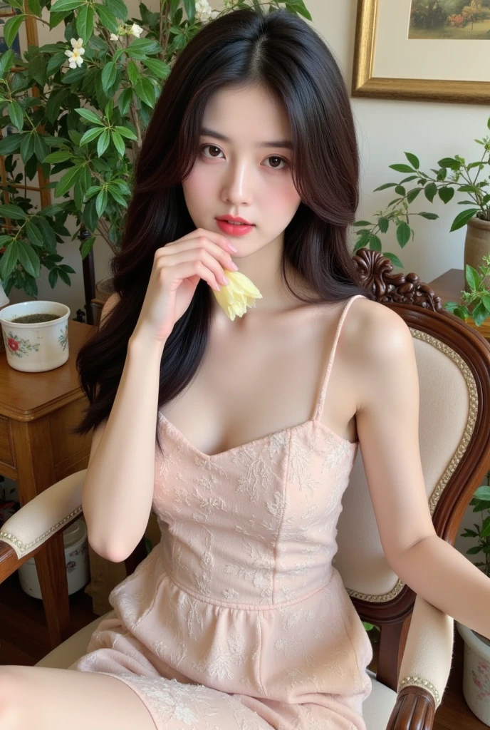 The highest image quality, RAW photogr, 超高分辨率, (Very detailed faces),(Very detailed details)appearance:
Sweet girls usually have a fresh and cute appearance,It gives a sense of innocence。Their facial features are soft and delicate,Have a pair of bright and clear big eyes,The eyes reveal innocence and kindness。
A sweet girl’s face may have a rounded outline,Slightly prominent cheekbones,The chin is pointy,Adds a bit of playfulness。Their skin is usually fair and delicate,Reveals a natural glow。
clothes:
The sweet girl’s dressing style tends to be sweet、fresh and romantic。They like to choose soft colors,Such as pink、light blues、Light yellow, etc,It gives a warm and peaceful feeling。
Lace、Ruffles、Decorative elements such as bows often appear on sweet girls’ clothes,Adds a bit of cuteness and cuteness。They like to wear flowing skirts,like lace dress、Chiffon skirt, etc.,Show an elegant and romantic atmosphere。
Makeup:
Sweet girls’ makeup is usually fresh and natural.,Emphasize skin’s translucency and radiance。They pay attention to the creation of base makeup,Choose a lightweight foundation or cushion,Makes skin look healthy and glowing。
Eye makeup part,Sweet girls like to use elegant eye shadow colors,Such as pink、lavender, etc,Highlight the clarity and brightness of the eyes。The choice of mascara also favors natural slender effects,Don’t pursue an overly dense effect。
Lip makeup,Sweet girls usually choose to be elegant、Pink lipstick color,Such as pink、pink etc.,Create a shy and cute feeling。They will also use lip gloss or lip oil to increase the moisturization and tenderness of their lips。
Overall,sweet girl appearance、The clothes and makeup all reveal a fresh and lovely look、Sweet and romantic scent,Show their innocence、Gentle and pleasant side。