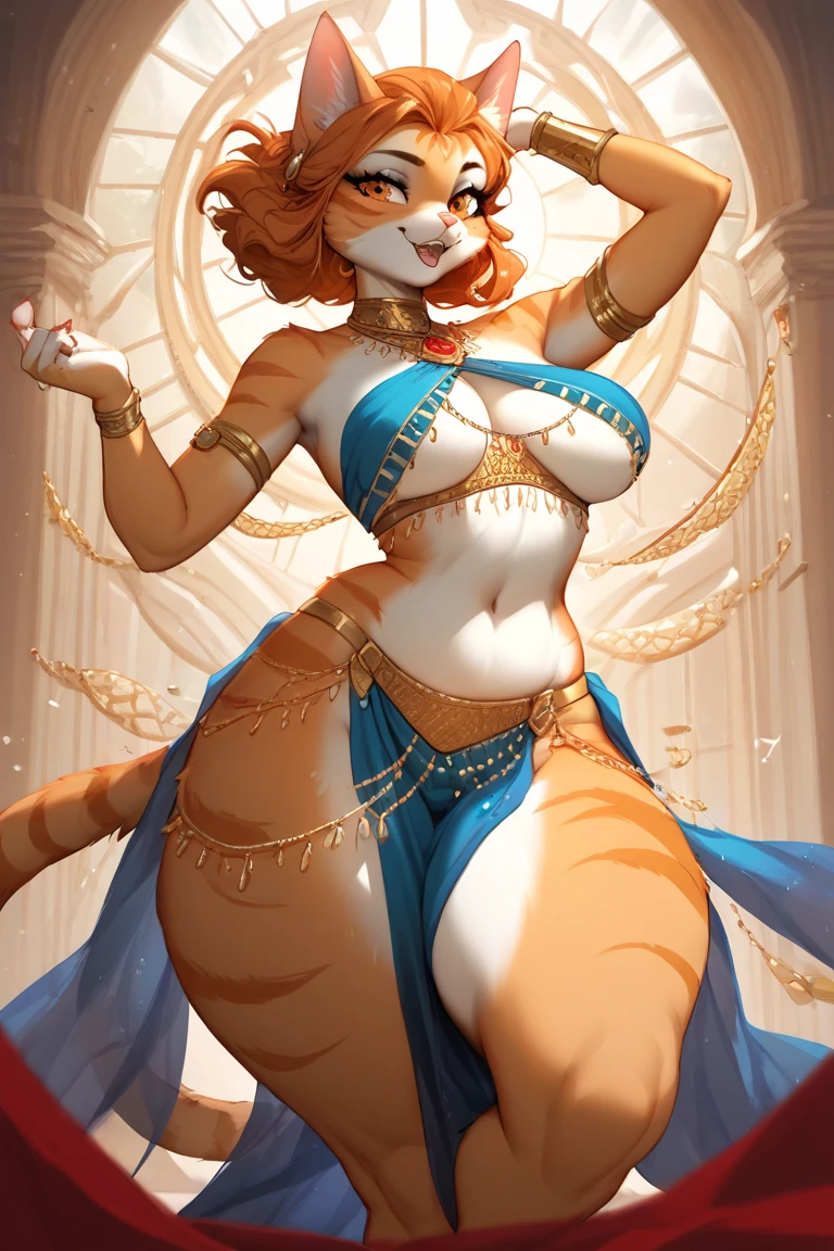 Princess Jasmine is a very sexy anthro tiger, playboy, big breasts, huge breasts, lingerie, cameltoe, perky nips, pokies, blue Haram pants