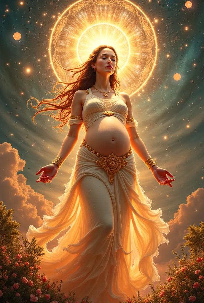 In a celestial landscape, four people dressed luxuous, differents faces, they are all darkskin, (((young, in 20's))) (((two brown skin men and two brown skin woman))), (((two young brown skin long dark hair duke:1.3))), (((one brown skin dark hair pregnant1.5 woman))) and (((one long ginger hair woman pregnant1.3))), (only one woman pregnant:1.7), (they are two différent and separate couple1.2). (Two couple of four people:1.2). The first couple is a brown skin duke long dark curly hair with a ginger long hair pregnant woman. The second couple is a brown skin duke curly dark hair with a short brown hair woman, (((ginger hair brown skin woman and dark hair woman are pregnant and brownskin:1.5))) trying to kill him with swords, dangerous scene, war, battle, 8K, extremely detailed, high quality, (photorealistic:1.37), Full body, vibrant colors, perfect lighting, soulful expressions, celestial aura, majestic presence, dreamlike atmosphere, 8 k artistic photography, photorealistic concept art, soft natural volumetric cinematic perfect 
