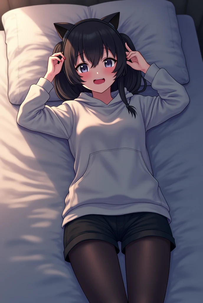 A young woman with dark hair who has dropped out of elementary school, has been a recluse for many years, is unemployed, and is bedridden with depression, and lies in bed all day