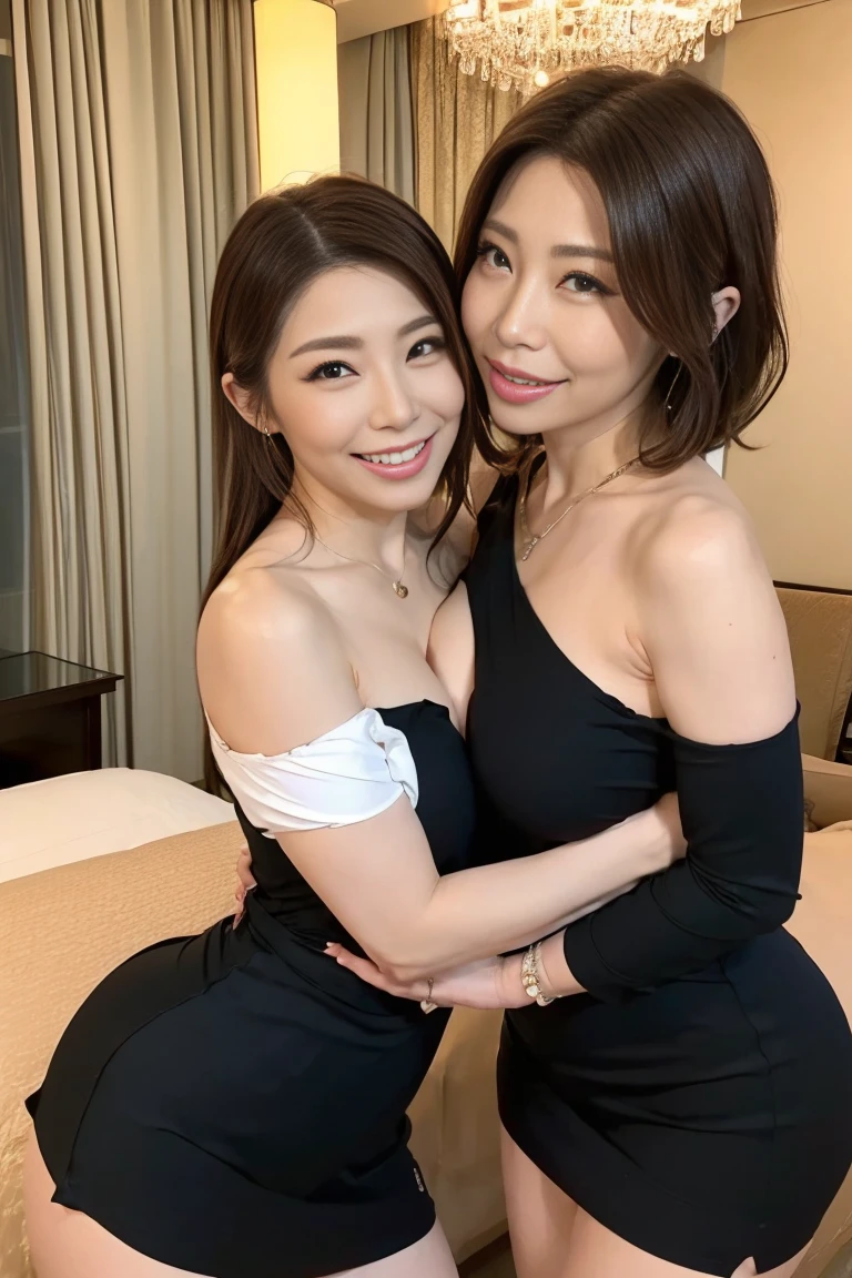 最high quality, 8K, Vibrant, Sharp focus, high quality, High resolution, Middle-aged women, 49 years old,(Wrinkles around the eyes),(wrinkles around the mouth), (whole body),(Very slim and delicate body), High heels, Highly detailed eyes, Thick lips,Plump face,Sleeveless shirt with buttons and collar,Tight Skirt,Love hotel room,Short Hair,A kind smile、