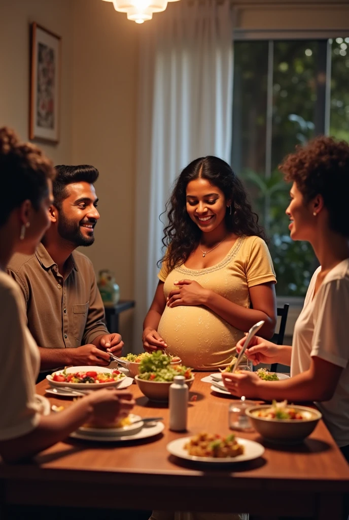 Create a realistic picture of a black couple, the wife is pregnant and the husband is cooking in the kitchen. Make the couple's age around 30 years both. And write ZimVitals logo, with the Z having Zimbabwean flag colours green, yellow, red and black colour. 