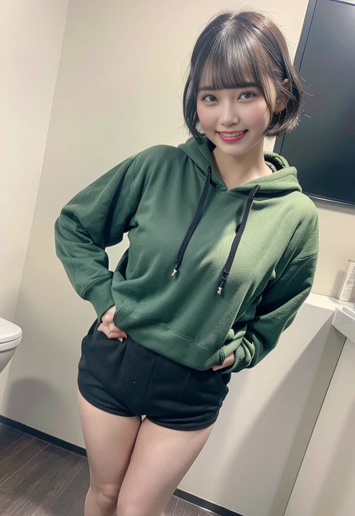 personagem de anime com uma jaqueta verde, leggings azuis, a red scarf;, inspirado em Rei Kamoi, terno asuka sob a roupa!, Fubuki, inspirado em Tomioka Tessai, inspirado em Kamisaka Sekka, wearing a tracksuit, Posando de personagem JoJo, inspirado em Maki Haku, inspirado em Un'ichi Hiratsuka, cabelo preto curto