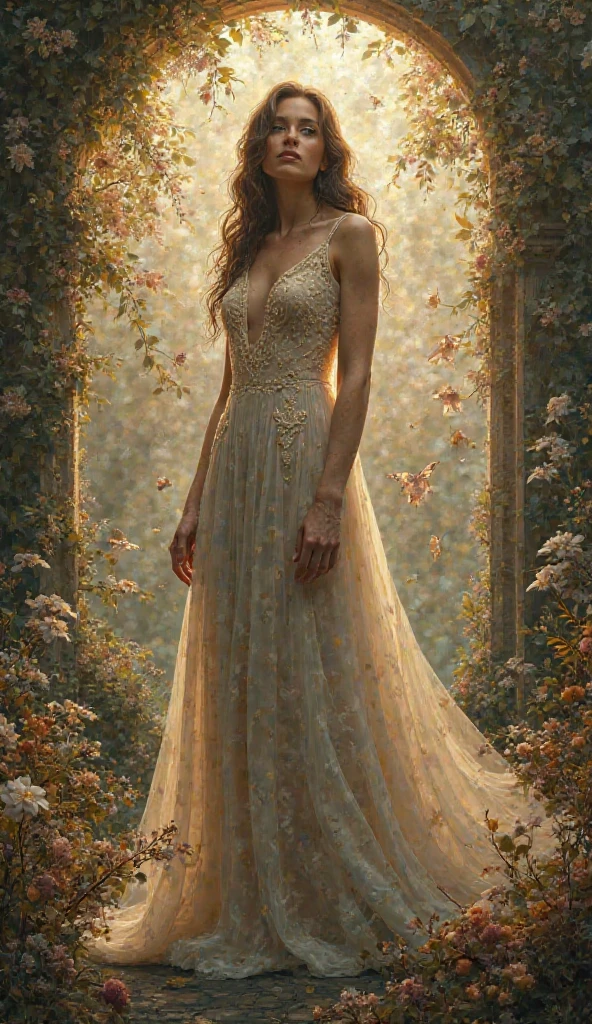 beautiful detailed eyes, beautiful detailed lips, extremely detailed eyes and face, longeyes lashes, 1girl, Kate Mara, sheer colorful gown, no underwear, nervously tip toeing, alien rape tentacle flower garden, full bloom, moonlit night, timid poses, viewed from behind, (best quality,4k,8k,highres,masterpiece:1.2),ultra-detailed,(realistic,photorealistic,photo-realistic:1.37), vivid colors, studio lighting, concept art
