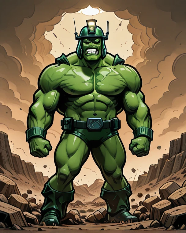 Character from another planet who has super strength, has 4 arms, Is high, Green color, with armor, He wants to conquer the earth and is almost immortal. Generates the image in 2D animation similar to What If or Invincible