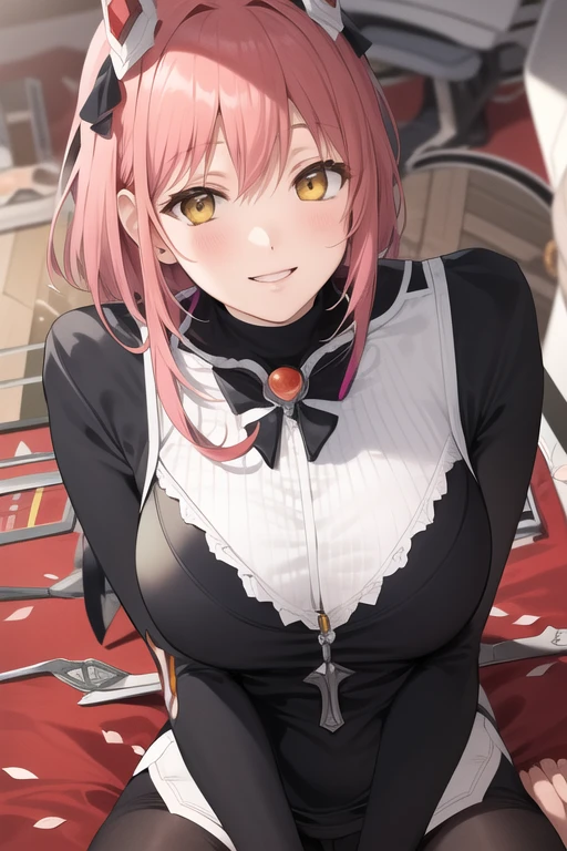 1girl, skinny, medium breast, cat tail and ears, short red-orange fluffy hair, (swept bangs), heterochromia eyes, eye1 blue, eye2 green, black violet plugsuit, half-open eyes, half-open mouth, no smile, blushes, ((masturbation, grabbing own breast, clitoral stimulation)), sits on chair, kitchen, half body