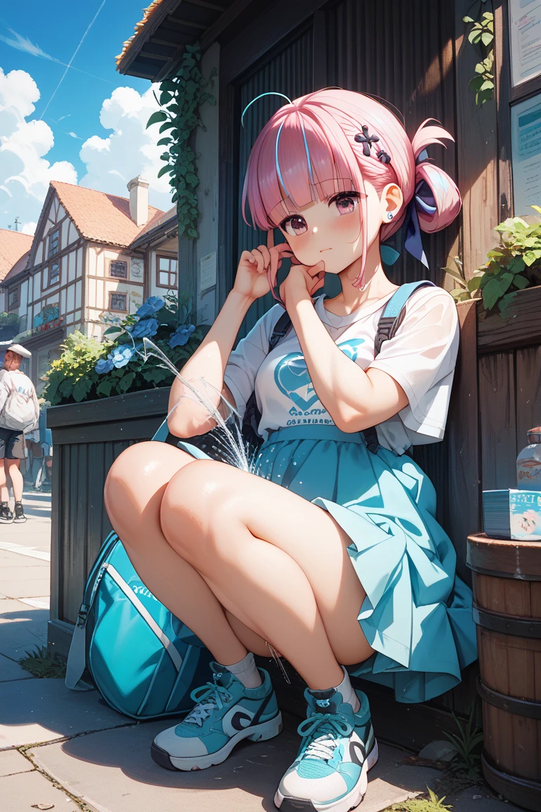 M-shaped girl with legs spread、Clear skin、Asian Face、Little Girl、a miniskirt、Angle to examine、student clothes、wetting hair、arafed、???????????? behavior、bobhair、a beauty girl、、、Pink udder、Small body