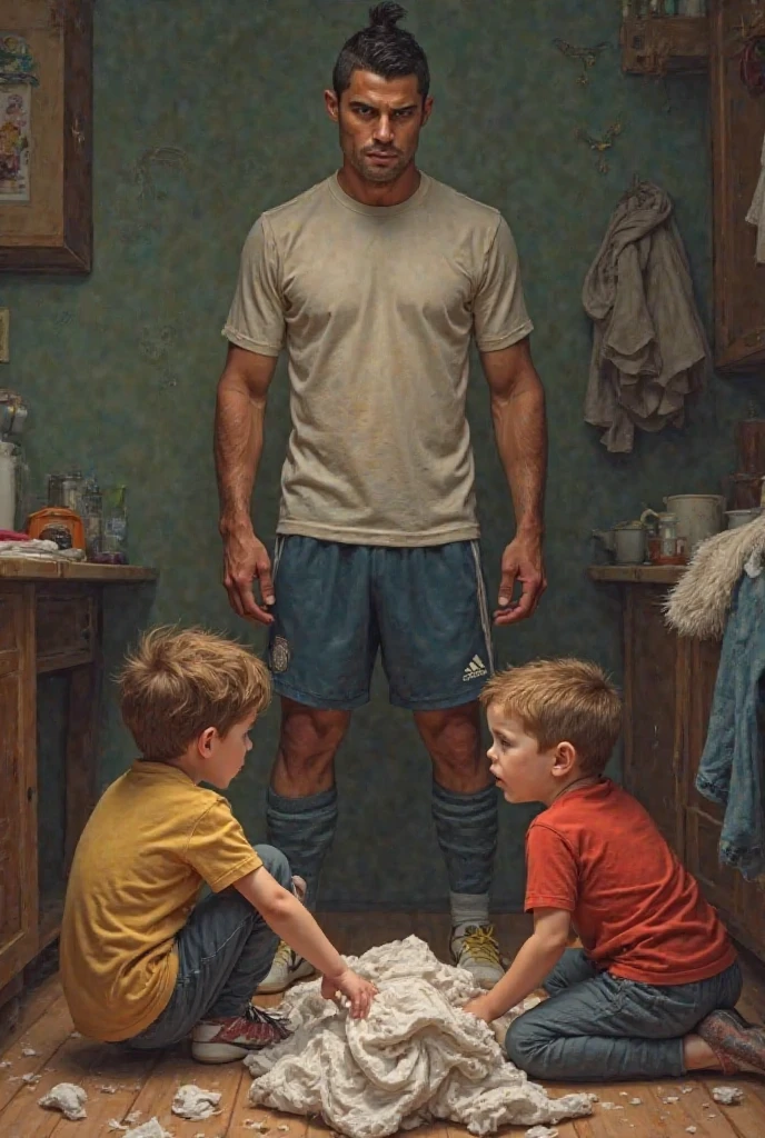A boy in his room looking at his trophies and pictures of bodybuilders like Arnold Schwarzenegger and Ronnie Coleman hanging on the wall with a movie-like title that says Who will I be??