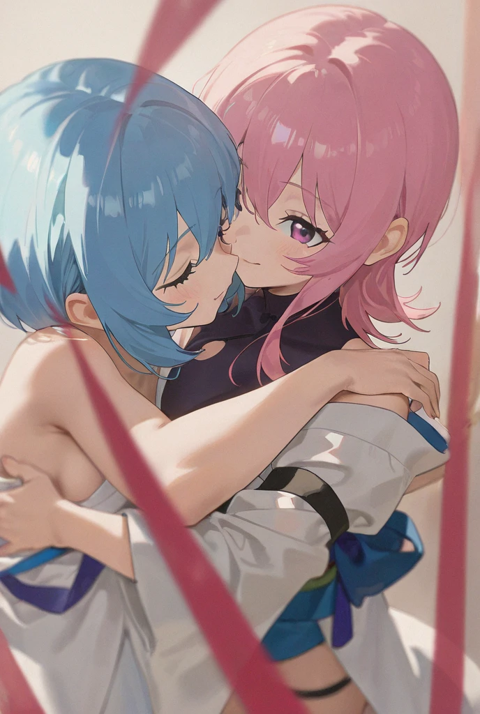 Two girls kissing each other