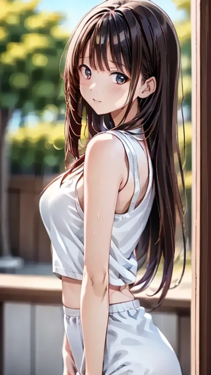 (masterpiece, Highest quality:1.2), One Girl, alone,Are standing_Split,
Long Hair, White sleeveless tank top,High leg panties