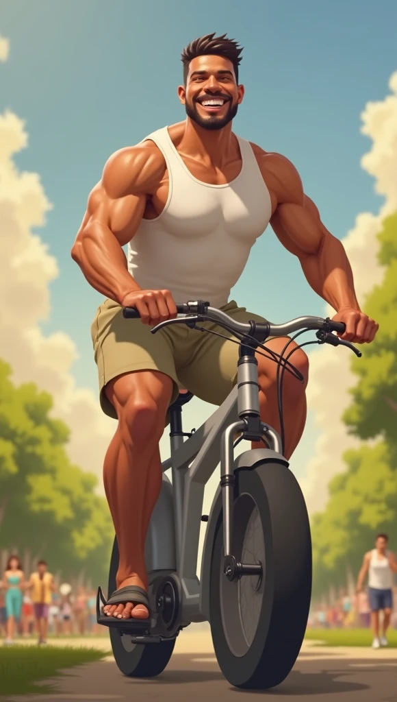 Anime style,BIKE,Guy,A young,goatee,eyeglasses,pony tail,In the distance there is a wheat field and a blue sky,ciberpunk,The great show of Sipieda in all its glory,A bottle of beer,Sailormoon Style