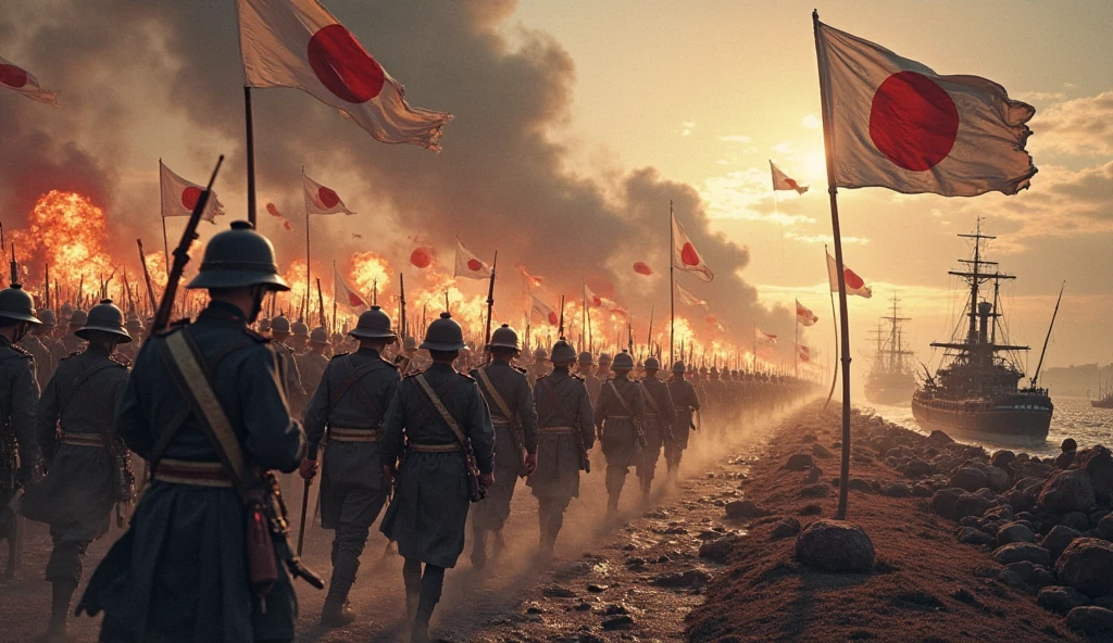Japanese military personnel Rising Sun Flag Special Attack Unit