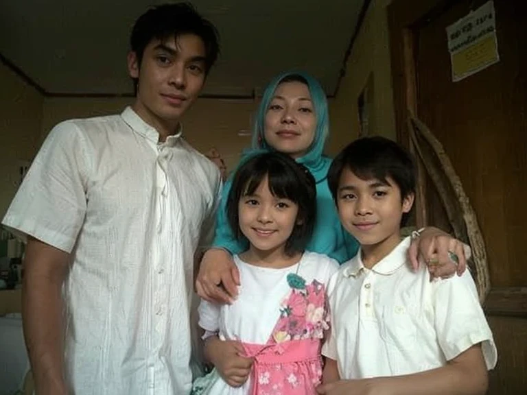 A gigantic tits Muslim mother with two sons
