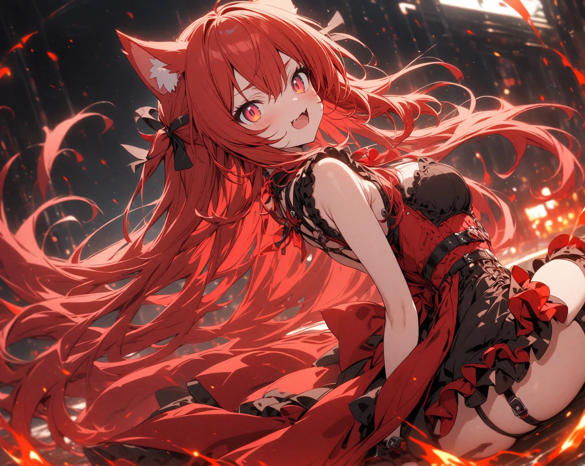 anime girls, rotes Haar