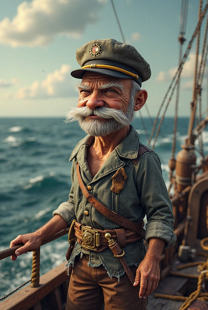Make me a cigar with a face who is a sailor and is out at sea with a boat