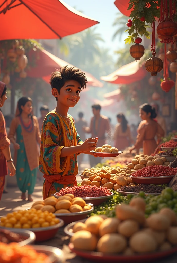 Pani Puri stall with boy