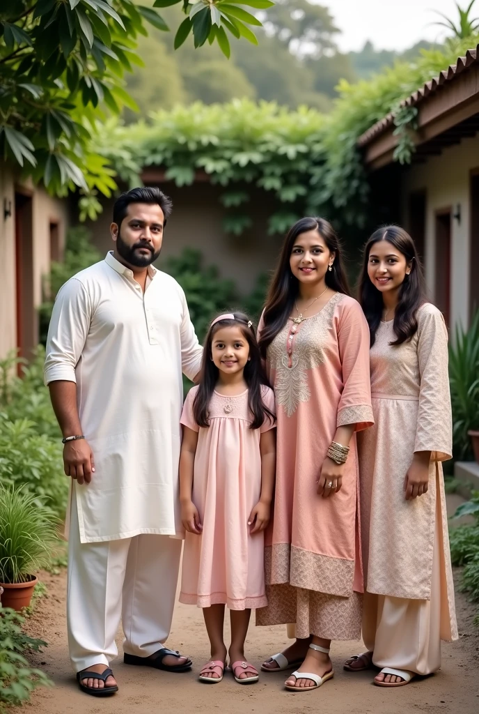 happy family in a comfortable and prosperous environment, symbolizing financial and family blessings.