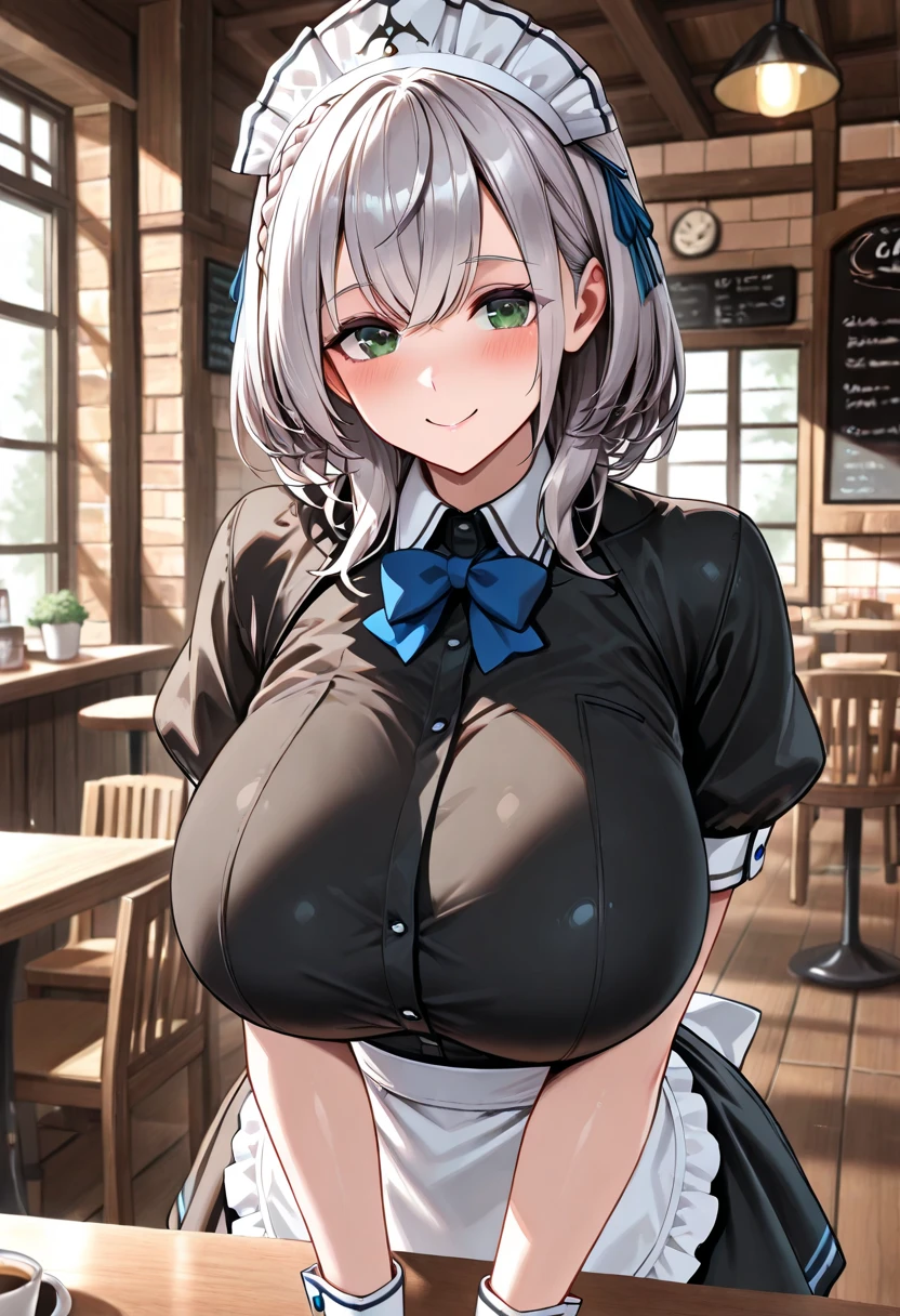One Girl,alone,retina,masterpiece, Awards, high quality, High resolution, High resolution, 4K,8k,high quality, Gal,breast focus,(Super big breasts:1.9),A faint smile,Oily skin,Underside of the chest,(Turn over your clothes:1.9),(Twin tails:1.5),White clothes,Adult Woman,(Low length,small:1.4),(Half-open eyes:1.7),(grinning eyes:1.6),(Half-open eyes:1.5),(Semen Bridge:1.7),Strading,(Nipples:1.6),(Public toilets:1.9),blonde,(Maid clothes:1.8),,(ピンクのNipples:1.8),(plump:1.6),(breasts grab:1.9),(hyper huge breasts:1.9),(Put your penis in the cleavage:1.9),