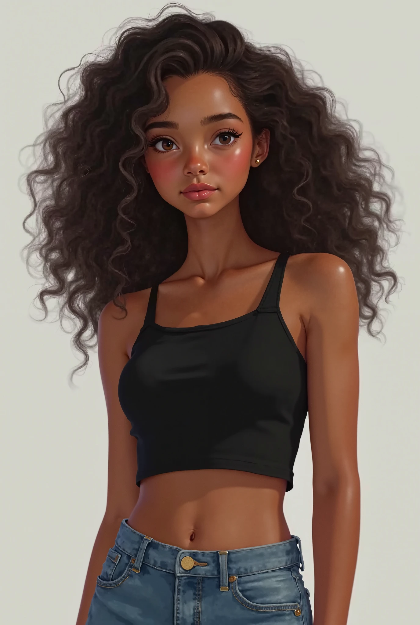maquiagem, cabelo afro grande, Lips are soft or colored, fundo preto simples, minimalismo, monotonous, paletas de cores vivas, limpo, Crisp drawings, silhuetas fluidas, streetwear, moleton, shorts, streetwear, blusas, asymmetric, geometric, Simple and minimalist accessories, Designs diferentes, silhuetas simples, estilo de rua, moda urbana, fundo liso, simple lighting, moda moda urbana, folha de modelo