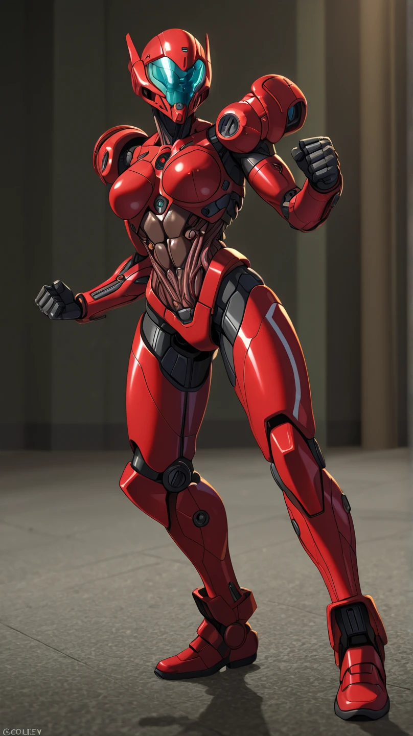 a portrait of Megan fox as armored carnage, (red carnage skinless muscular bio-mecha armor:1.25), (mouth wide open, carnage style:1.25), (full body view:1.25), Realistic, Very detailed face and eyes, (masterpiece:1.1), (beautiful girl face:1.45)