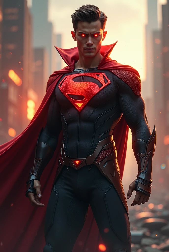 Superman uses his vision to send red rays out of his eyes.