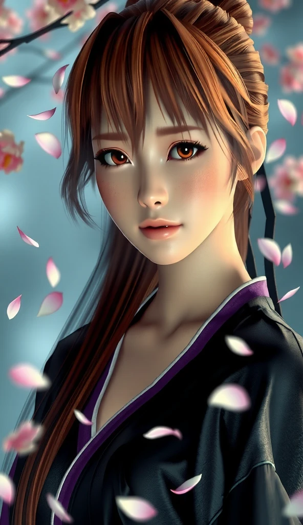 Kasumi. petals, Modelo HD, Qualidade, Ultra HD, Textured skin, full body, Front angle.