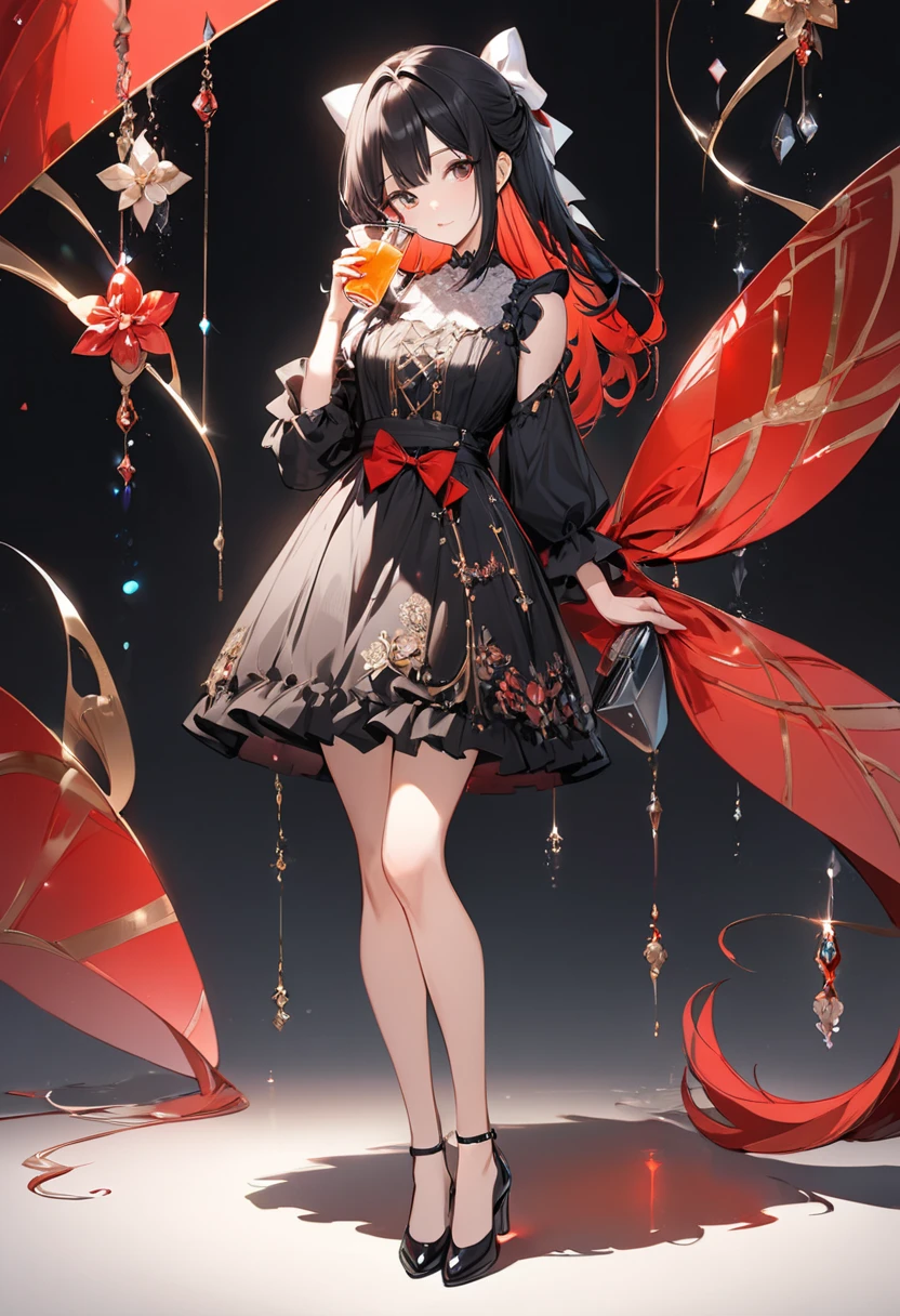 (Tabletop:1.2, high quality), (pixiv:1.4), (One Girl:1.2), (alone:1.2),
Elaina,One Girl, dress,High heels、rich、whole body,Red hair