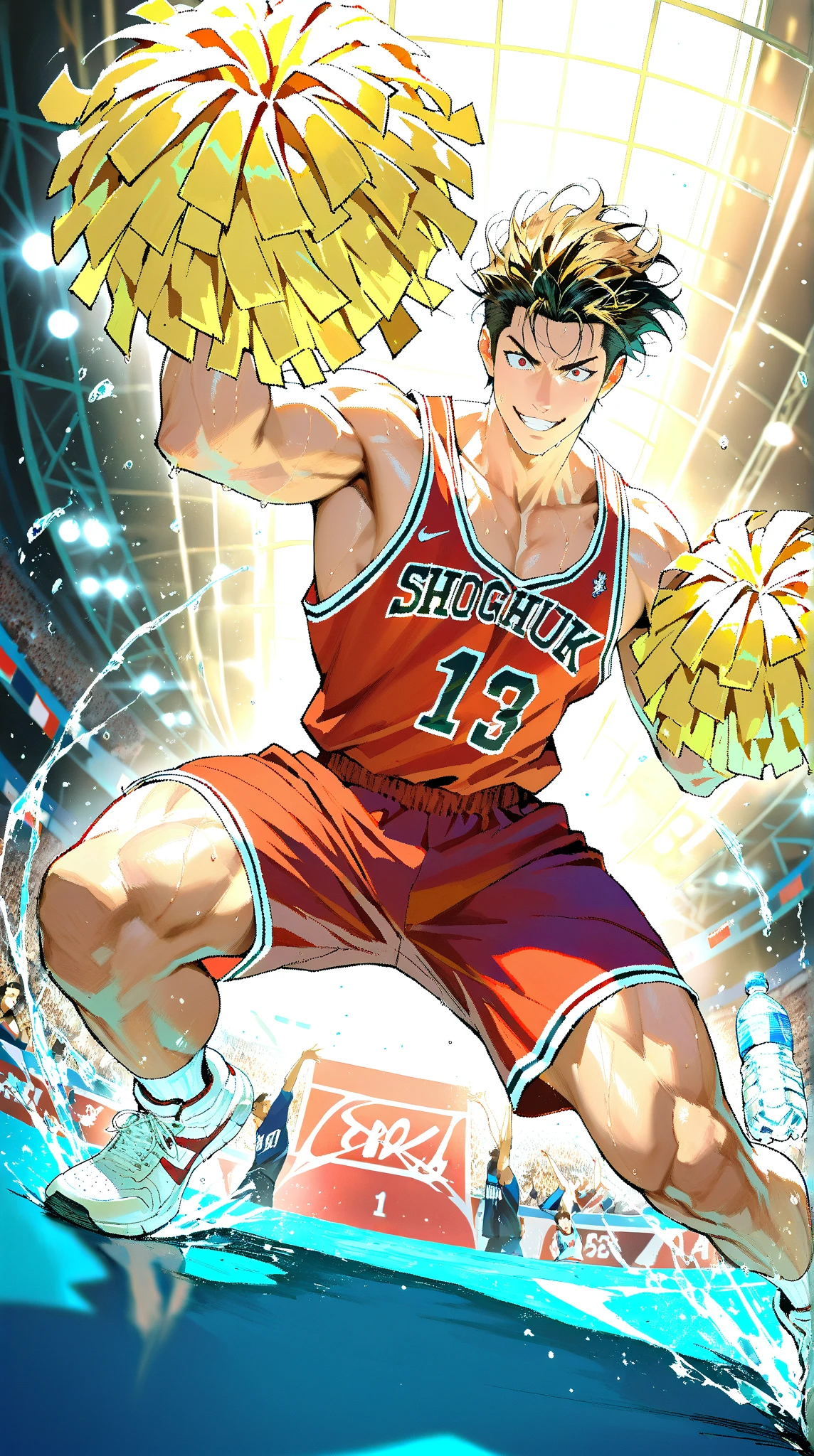 Close-up of a cartoon character wearing a red shirt, mouth, mouth style, mouth the grappler, boxing hero with demon, anime fight, epic anime style, Akira artstyle, toriyama Akira, Izuku Midoriya, An intense battle, Akira, Highly detailed angry anime face, anime style hyper detail, shonen jump, 8 k!