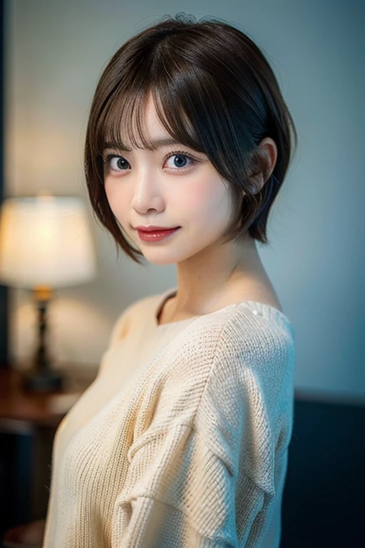 (Highest quality,8K quality,masterpiece:1.3,),(Ultra-high resolution:1.3,Realistic:1.4,RAW Photos:1.2),(Very detailed:1.2,Glowing Skin,Detailed skin:1.1),(Detailed face,Perfect Anatomy,Caustics:1.2), (Symmetrical eyes:1.3),1 girl,cute,Japanese,22 years old,Japanese Ido,Natural brown hair,Short Bob,cute目,Natural Makeup,Laughter,Looking into the camera,Professional Writing,Natural soft light,Browsing Caution,naked、whole body、Please raise your hand