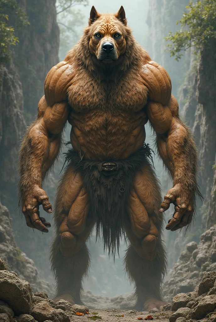 Make a hairy big breasted man on all fours